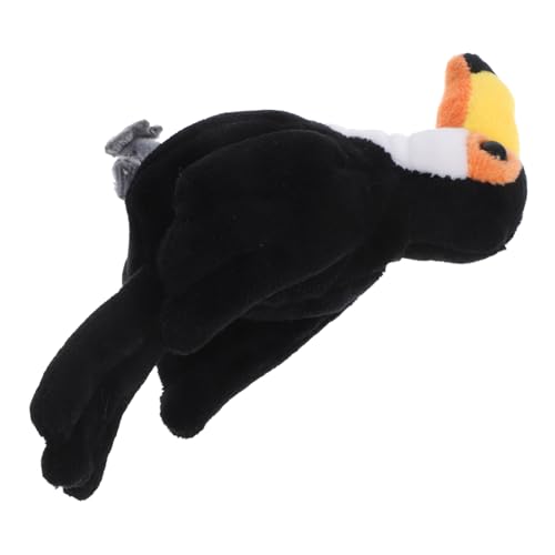 JUMPLAWN Mini -vogelfingerpuppe Tack-Abzeichen Plüschpuppenpuppe Knopfabzeichen Daumenabzeichen Cartoon- Puzzle-Marionette Papageienspielzeug Vogelpuppe Brosche Black Pp Baumwolle von JUMPLAWN