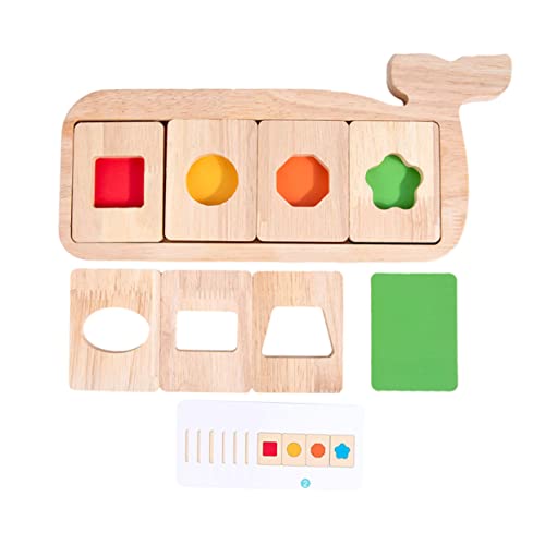 JUMPLAWN Montessori Holzspielzeug Geometrisches Formenpuzzle Für Farbenfrohes Kognitives Lernspielzeug Mit Designkarten Ideales Unterrichtswerkzeug Für Kreative Farb von JUMPLAWN