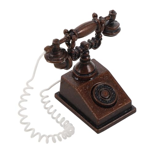 JUMPLAWN Prop-Telefon Telefon Puppenhaus-miniaturen Vintage Wohnkultur Miniatur-puppenhauszubehör Winziges Telefon Vintage Telefon Mini-zubehör Legierung Dark Brown von JUMPLAWN