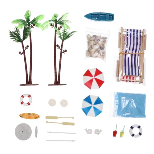 JUMPLAWN Sommer Accessoires Strand Accessoires Sandkasten Puppenhaus Zubehör Mini Strandtuch Strandspielzeug Strandhütte Duschvorhang Figuren Puppenhaus Stranddecke Kunstharz Bunt von JUMPLAWN