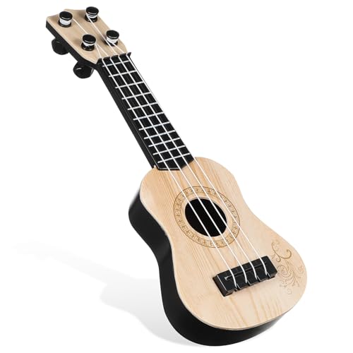 JUMPLAWN Ukulele Musikinstrumente Musikalische -Ukulele Musikspielzeug Für Kleinkinder Ukulele Kindertastatur Kindergitarre Für Mädchen Beige Plastik von JUMPLAWN