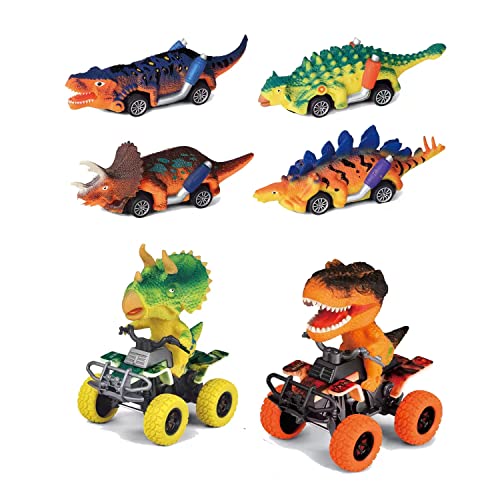 JUNBAOYYDS Dinosaurier Spielzeug Ziehen Zurück Autos, Dinosaurier Auto Spielzeug, Mini Dinosaurier Ziehen Autos Zurück, Pull Back Spiele Autos für 3-6 Jahre alte Jungen (6) von JUNBAOYYDS