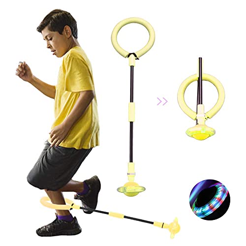 JUNBAOYYDS Kinder Blinkender Springring, Knöchel Skip Ball, Faltbare Knöchelsprungball, Springender Ball Blinkender, ​Outdoor-Hüpfspiel für Erwachsene, Kinder (gelb) von JUNBAOYYDS