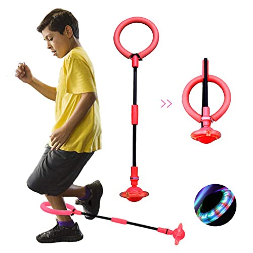 JUNBAOYYDS Kinder Blinkender Springring, Knöchel Skip Ball, Faltbare Knöchelsprungball, Springender Ball Blinkender, ​Outdoor-Hüpfspiel für Erwachsene, Kinder (rot) von JUNBAOYYDS