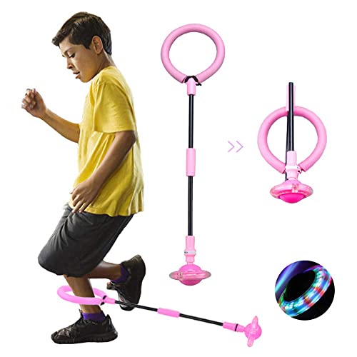 JUNBAOYYDS Kinder Blinkender Springring, Knöchel Skip Ball, Faltbare Knöchelsprungball, Springender Ball Blinkender, ​Outdoor-Hüpfspiel für Erwachsene, Kinder (Rosa) von JUNBAOYYDS