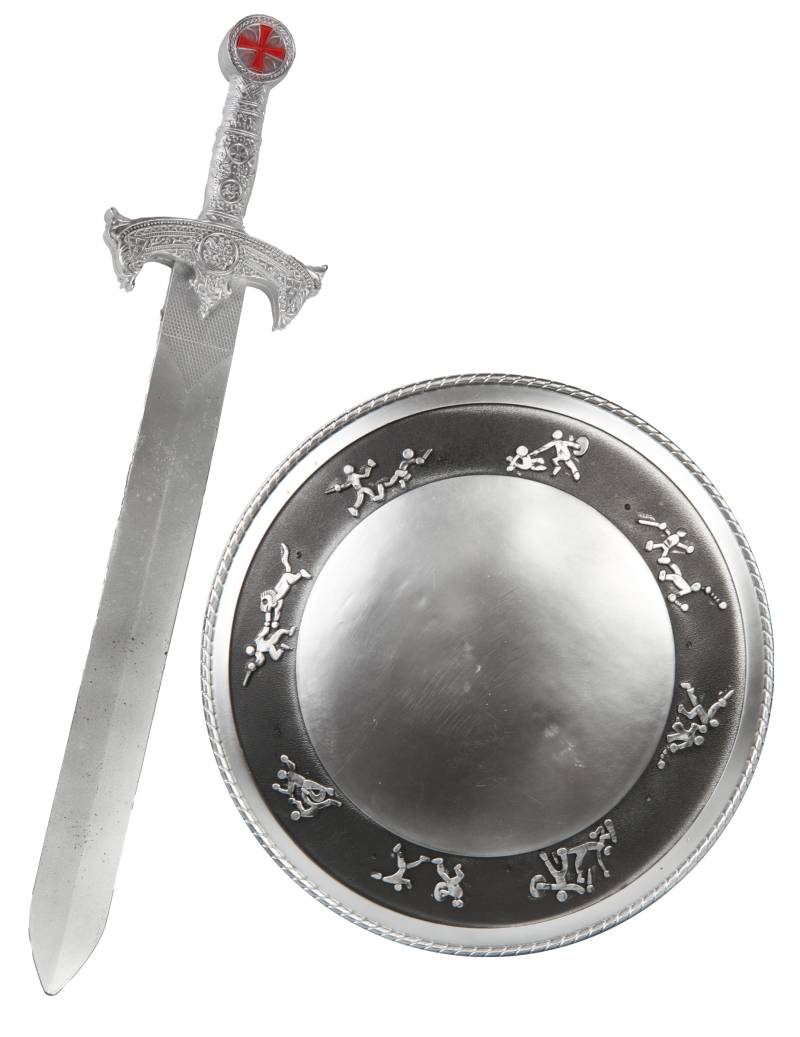 Gladiator-Set für Kinder Schwert und Schild silber-schwarz von ESPA