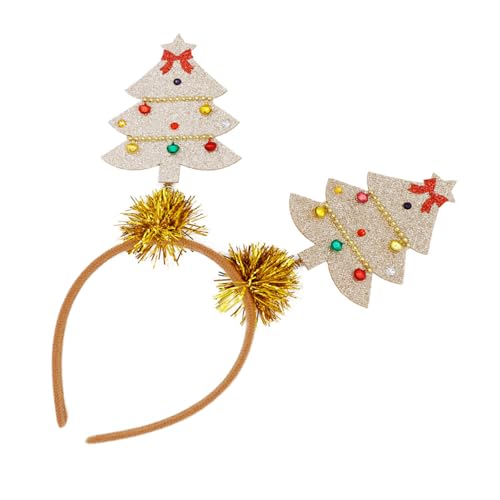 JUNNASALIKER Festliches Gold Glitzerndes Weihnachtsbaum Stirnband Bequeme Kopfbedeckung Party Kopfbedeckung Einzigartige Haarteile von JUNNASALIKER