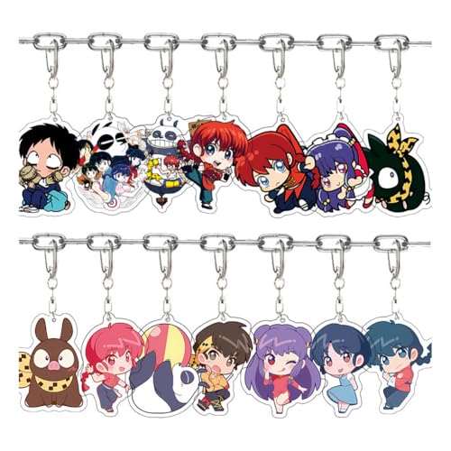 14 Pcs Ranmas-1/2 Schlüsselanhänger Ranma-Tendou Akane Figur Cosplay Zubehör Ranmas-1/2 Anime Acryl Keychain Anhänger Set von JUSONGKWCP