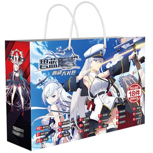 18 Azur Lanes Lucky Bag Deko | Anime Figur Acryl Stand, Aufkleber, Karten, Armband, Poster, Abzeichen, Lesezeichen | Azur Lanes Merch Box Set von JUSONGKWCP