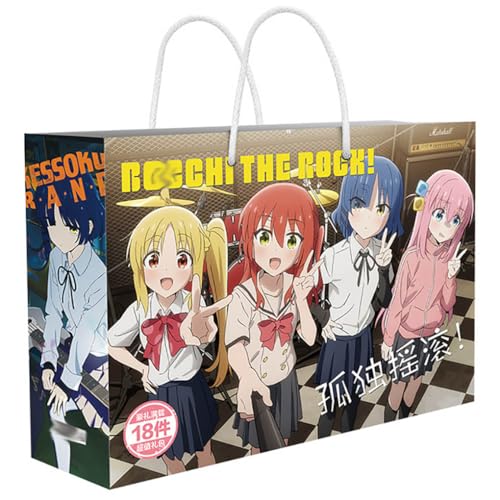 18 Bocchi The Rocks Lucky Bag Deko | Anime Figur Acryl Stand, Aufkleber, Karten, Armband, Poster, Abzeichen, Lesezeichen | Bocchi The Rocks Merch Box Set von JUSONGKWCP