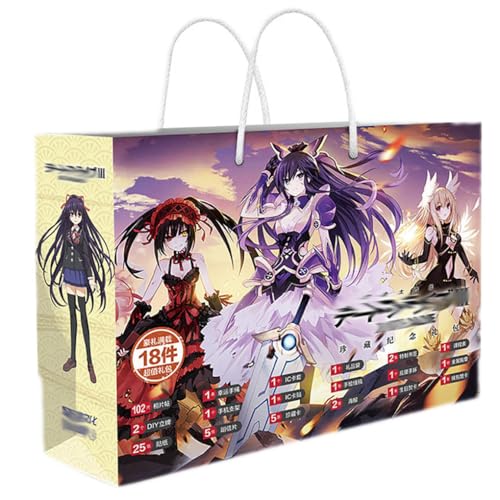 18 Date A Lives Lucky Bag Deko | Anime Figur Acryl Stand, Aufkleber, Karten, Armband, Poster, Abzeichen, Lesezeichen | Date A Lives Merch Box Set von JUSONGKWCP