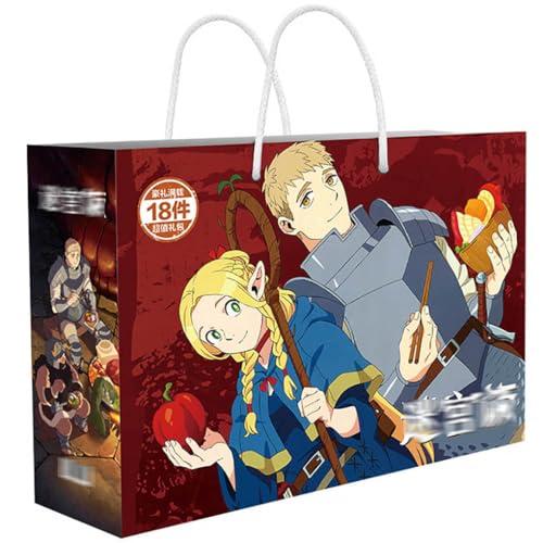 18 Delicious Dungeon Meshi Lucky Bag Deko | Anime Figur Acryl Stand, Aufkleber, Karten, Armband, Poster, Abzeichen, Lesezeichen | Delicious Dungeon Merch Box Set von JUSONGKWCP