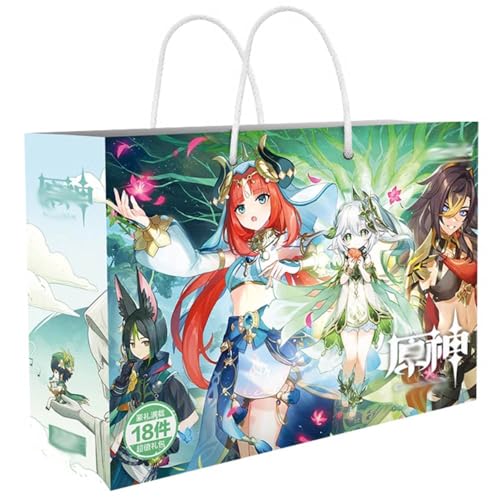 18 Gen Shin Lucky Bag Deko | Anime Figur Acryl Stand, Aufkleber, Karten, Armband, Poster, Abzeichen, Lesezeichen | Gen Shin Impact Merch Box Set von JUSONGKWCP