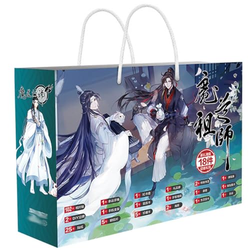 18 Grandmaster of Demonic Cultivations Lucky Bag Deko | Anime Figur Acryl Stand, Aufkleber, Karten, Armband, Poster, Abzeichen, Lesezeichen | Mo Dao Zu Shi Merch Box Set (Mehrfarbig-1) von JUSONGKWCP