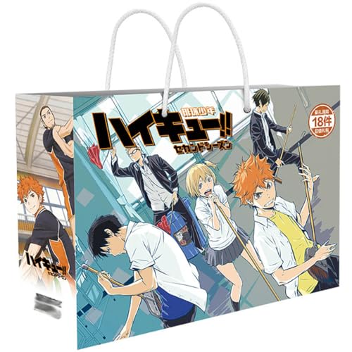 18 Haikyuus Lucky Bag Deko | Anime Figur Acryl Stand, Aufkleber, Karten, Armband, Poster, Abzeichen, Lesezeichen | Haikyuus Merch Box Set (Mehrfarbig-1) von JUSONGKWCP