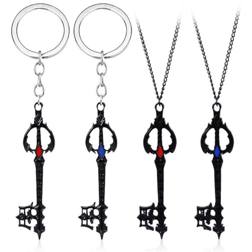 4 Pcs Kingdoms Hearts Schlüsselanhänger Halskette Game Figur Sora Cosplay Accessories Cool Anhänger Jewelry von JUSONGKWCP