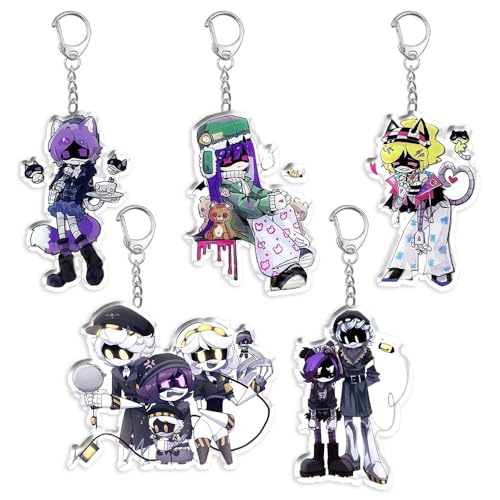 5 Murder D Schlüsselanhänger Cartoon Figur Uzi Cyn N J Cosplay Accessories Murders Uzi Figuren Acryl Anhänger Set Merch von JUSONGKWCP