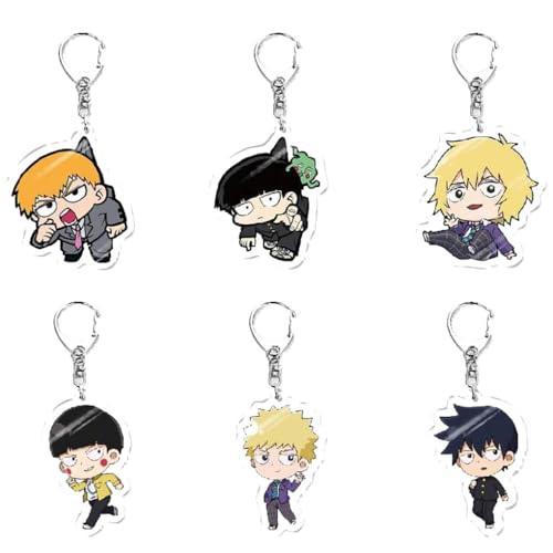 6 Pcs Mob Psychos 100 Schlüsselanhänger Anime Figur Mob Cosplay Zubehör Mob Psychos 100 Acryl Keychain Anhänger Set von JUSONGKWCP