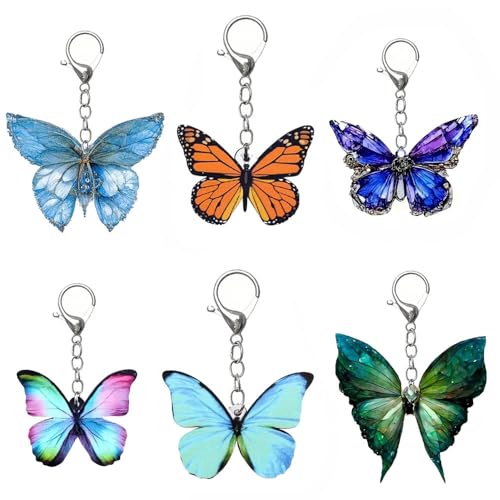 6 Pcs Schmetterling Schlüsselanhänger Schmetterling Anhänger Party Gunst Dekorationen Acryl Kette Klassenzimmer Belohnungen Set von JUSONGKWCP