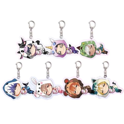 7 Pcs Obeys Me Schlüsselanhänger Obeys Me Figur Cosplay Zubehör Obeys Me Anime Acryl Keychain Anhänger Set von JUSONGKWCP