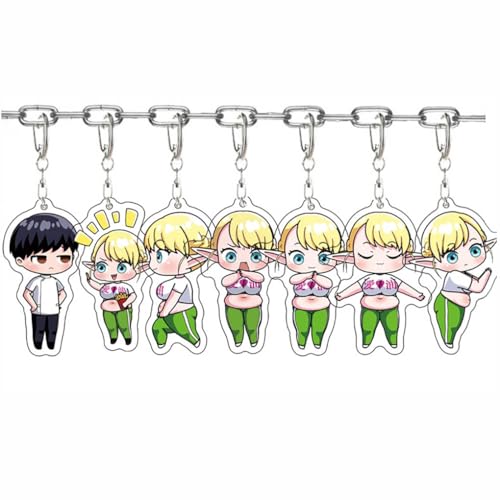 7 Pcs Plus Sized Elf Schlüsselanhänger Anime Figur Cosplay Zubehör Cute Plus Sized Elf Manga Acryl Keychain Anhänger von JUSONGKWCP