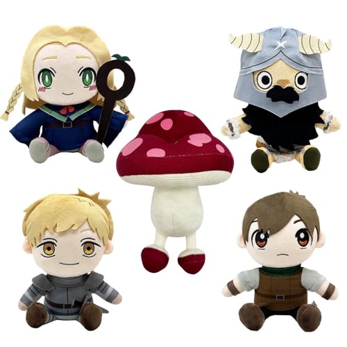 Anime Delicious in Dungeons Plush Delicious Dungeon Meshi Figur Plüschpuppe 25 cm / 9.8 Inch Delicious Dungeon Meshi Kuscheltier Deko, Pack of 5 von JUSONGKWCP