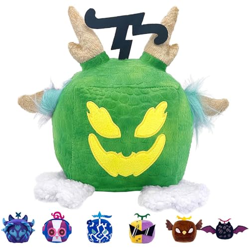 JUSONGKWCP Blox Code Fruit Plush Niedlich Plüschpupke Quadratisches Plüsch Kissen Blox Code Fruit Party Deko Doll (Green) von JUSONGKWCP