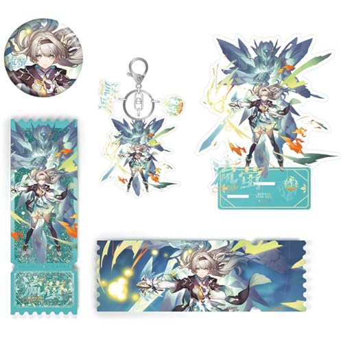 Hon Kai Star Rail Figure Fireflys Merch 4 Stück | Fireflys Schlüsselanhänger Badge Ticket Acryl Stand Set | Fireflys Cosplay Accessories Pins | Cool Schreibtisch Dekorationen von JUSONGKWCP