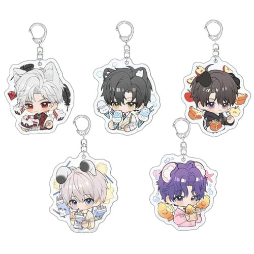 JUSONGKWCP 5 Love＆Deepspace Schlüsselanhänger Anime Figur Cosplay Zubehör Schlüsselbund Acryl Anhänger Keychain Set von JUSONGKWCP