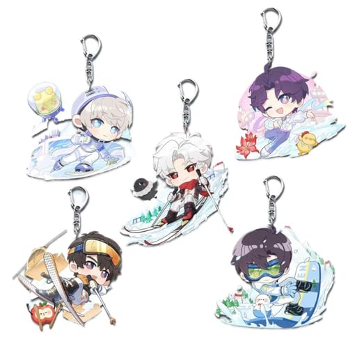 5 Pcs Love＆Deepspace Schlüsselanhänger Anime Figur Cosplay Zubehör Schlüsselbund Acryl Anhänger Keychain Set von JUSONGKWCP