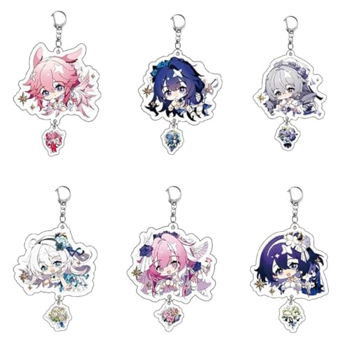 6 Hon Kai Impact Schlüsselanhänger Anime Figur Cosplay Accessories Süße Keychain Hon Kai Impact 3 Acryl Kette von JUSONGKWCP