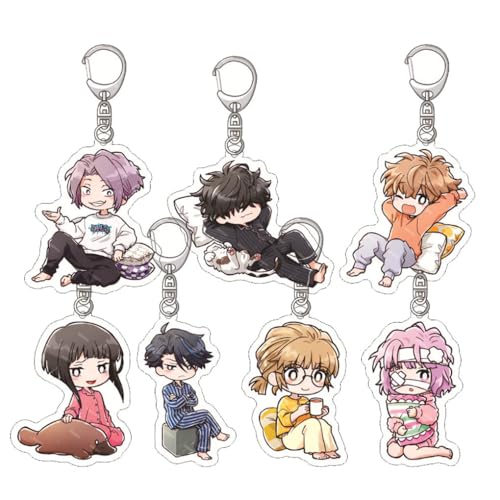 7 Pcs Ron Kamonohashis Schlüsselanhänger Ron Kamonohashi's Deductions Figur Cosplay Zubehör Ron Kamonohashis Anime Acryl Keychain Anhänger Set von JUSONGKWCP