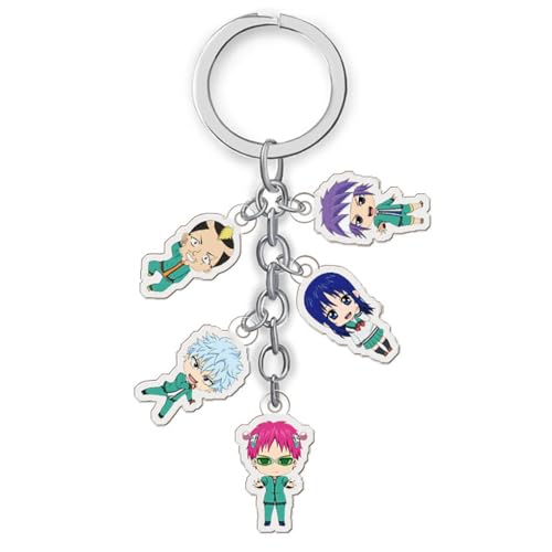 Saikik Fünf Rollen Schlüsselanhänger Anime Figur Saikik Auto Accessories Saikik Acryl Anhänger von JUSONGKWCP