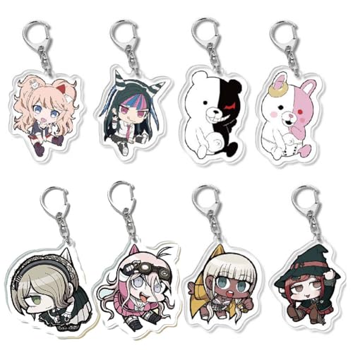 Pack of 8 Danganronpas Schlüsselanhänger Kokichi Monokuma Figur Cosplay Accessories Danganronpas Acryl Anhänger Decke Set von JUSONGKWCP