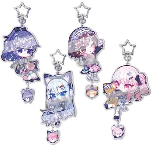 Projects Sekai Figur Keychain 4 Pcs Game Figure Süße Mädchen Cosplay Accessories Projects Sekai Acryl Schlüsselanhänger Set von JUSONGKWCP