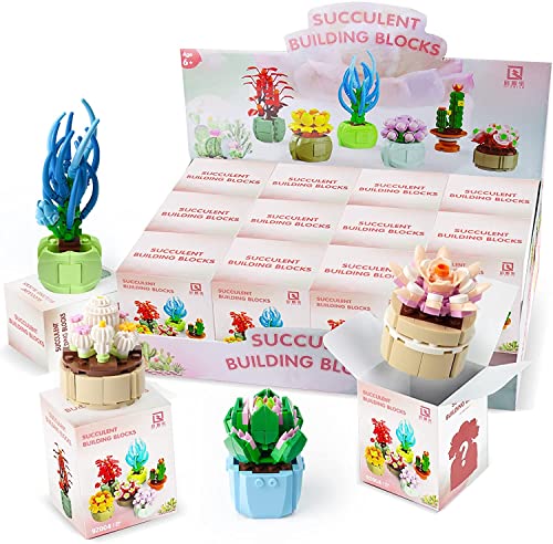 Sukkulenten Figur Jalousie Box Bauset, Kreative DIY Zufällige Botanische Sammlung Bauspielzeug, Set für Erwachsene und Kinder, Kompatibel mit LEGO (Ganze Set 12 Pflanzen) von JUTTAUTO