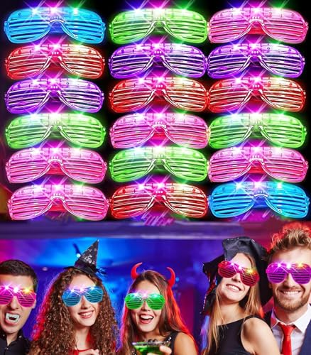 JUXINE 16 Stück LED Brillen für Party,LED Brille,Leuchtende Partybrille,Neon Party Brille für Halloween Karneval Weihnachten Geburtstag Fasching Festivalbrille für Kinder Erwachsene（Style I） von JUXINE