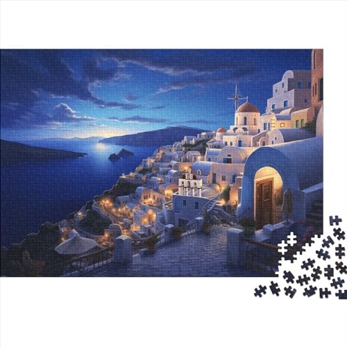 1000 Teile Hölzern Puzzle - Santorini, Griechenland - 1000 Teile Puzzle Für Erwachsene Ab 14 Jahren 1000pcs (75x50cm) von JUXINGABC