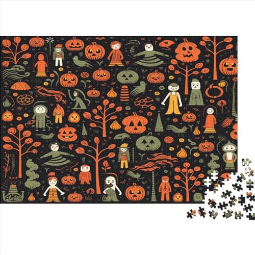 2024 Hölzern Puzzle Halloween-Horrormuster, Familienurlaub-Puzzle 300 Teile Puzzles, Puzzles,Hausdekoration, Erwachsene von JUXINGABC