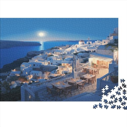 2024 Hölzern Puzzle Santorini, Griechenland, Familienurlaub-Puzzle 300 Teile Puzzles, Puzzles,Hausdekoration, Erwachsene von JUXINGABC