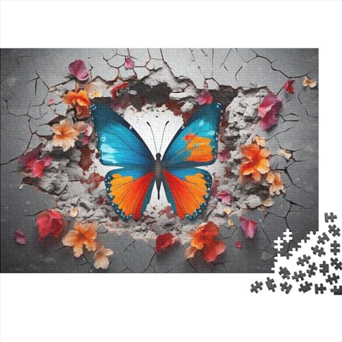 2024 Hölzern Puzzle Schmetterling mit 3D-Effekt, Familienurlaub-Puzzle 500 Teile Puzzles, Puzzles,Hausdekoration, Erwachsene von JUXINGABC