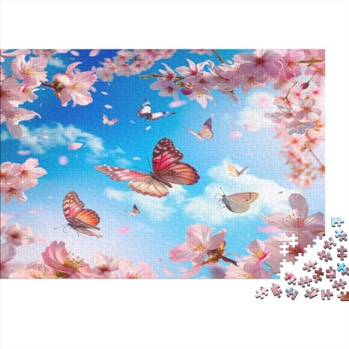 300 Stück Puzzles Für Erwachsene Teenager Pink Schmetterling Stress Abbauen Familien-Puzzlespiel Mit Poster in Voller Größe 300-teiliges Puzzle Lernspiel Geschenk 300pcs (40x28cm) von JUXINGABC