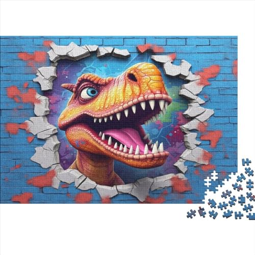 3D-Effekt Einer zerrissenen Wand Dinosaurier 500 Teile, Impossible Woody Puzzle,Geschicklichkeitsspiel Für Die Ganze Familie, Erwachsenenpuzzle Ab 14 Jahren Puzzel 500pcs (52x38cm) von JUXINGABC