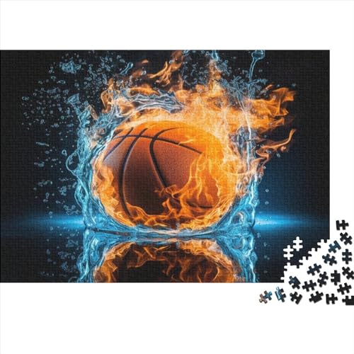 Feuerbasketball 500 Stück Puzzles Für Erwachsene Teenager Stress Abbauen Familien-Puzzlespiel Mit Poster in 500-teiliges Puzzle Lernspiel Spielzeug Geschenk Puzzel 500pcs (52x38cm) von JUXINGABC