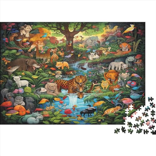 Forest Tier s 300 Stück Puzzles Für Erwachsene Teenager Stress Abbauen Familien-Puzzlespiel Mit Poster in 300-teiliges Puzzle Lernspiel Spielzeug Geschenk Puzzel 300pcs (40x28cm) von JUXINGABC