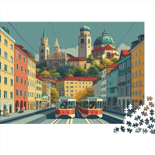 Hölzern Puzzle, 300 Hölzern Puzzle Teile Im Adventskalender 2023, Geschenke Für Jungen, Mädchen, Familie Und Freunde Zu Weihnachten(schöne Stadt) von JUXINGABC