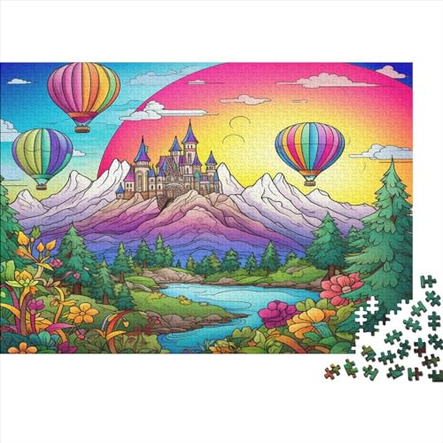 Hölzern Puzzle 1000 Teile Heißluftballonschloss - Farbenfrohes Puzzle Für Erwachsene in Bewährter Qualität () 1000pcs (75x50cm) von JUXINGABC