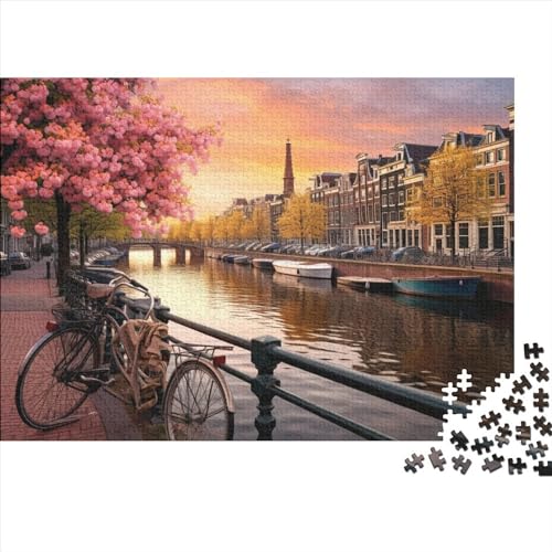 Hölzern Puzzle - Fahrräder in Amsterdam - 500 Teile Puzzle Für Erwachsene, Holzpuzzle Mit 500pcs (52x38cm) von JUXINGABC