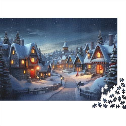Hölzern Puzzle Weihnachtsnacht Winter 500 Piece Puzzle for Adults, Puzzle with 500pcs (52x38cm) von JUXINGABC