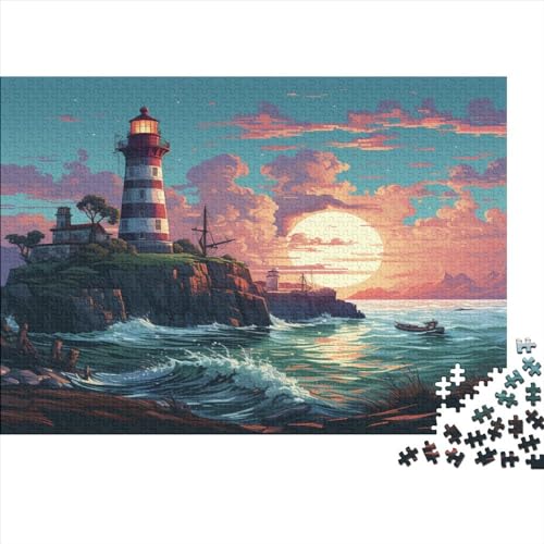 Leuchttürme an der Küste 500 Teile, Impossible Woody Puzzle,Geschicklichkeitsspiel Für Die Ganze Familie, Erwachsenenpuzzle Ab 14 Jahren Puzzel 500pcs (52x38cm) von JUXINGABC